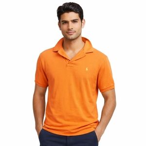 Polo  custom fit  Orange Logo button‎ tee L